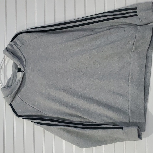 adidas Other - Adidas Hoodie Gray Black Three Stripe Large